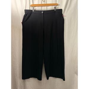 Eileen Fisher Womens Wide Leg Pants Trousers Black Crepe Stretch Pockets XL